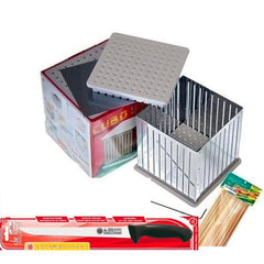 Cubo Complete Arrosticini / Speducci Maker Set with Knife & Skewers - Makes 100 Italian Arrosticini Lamb Skewers - Made in Italy