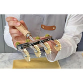 Brass Adjustable Fluted Pastry and Pasta Cutter with 4 Wheels