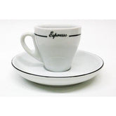 Armand Lebel 12 Piece Espresso Cup & Saucer Set - Plain White w/ Line Design