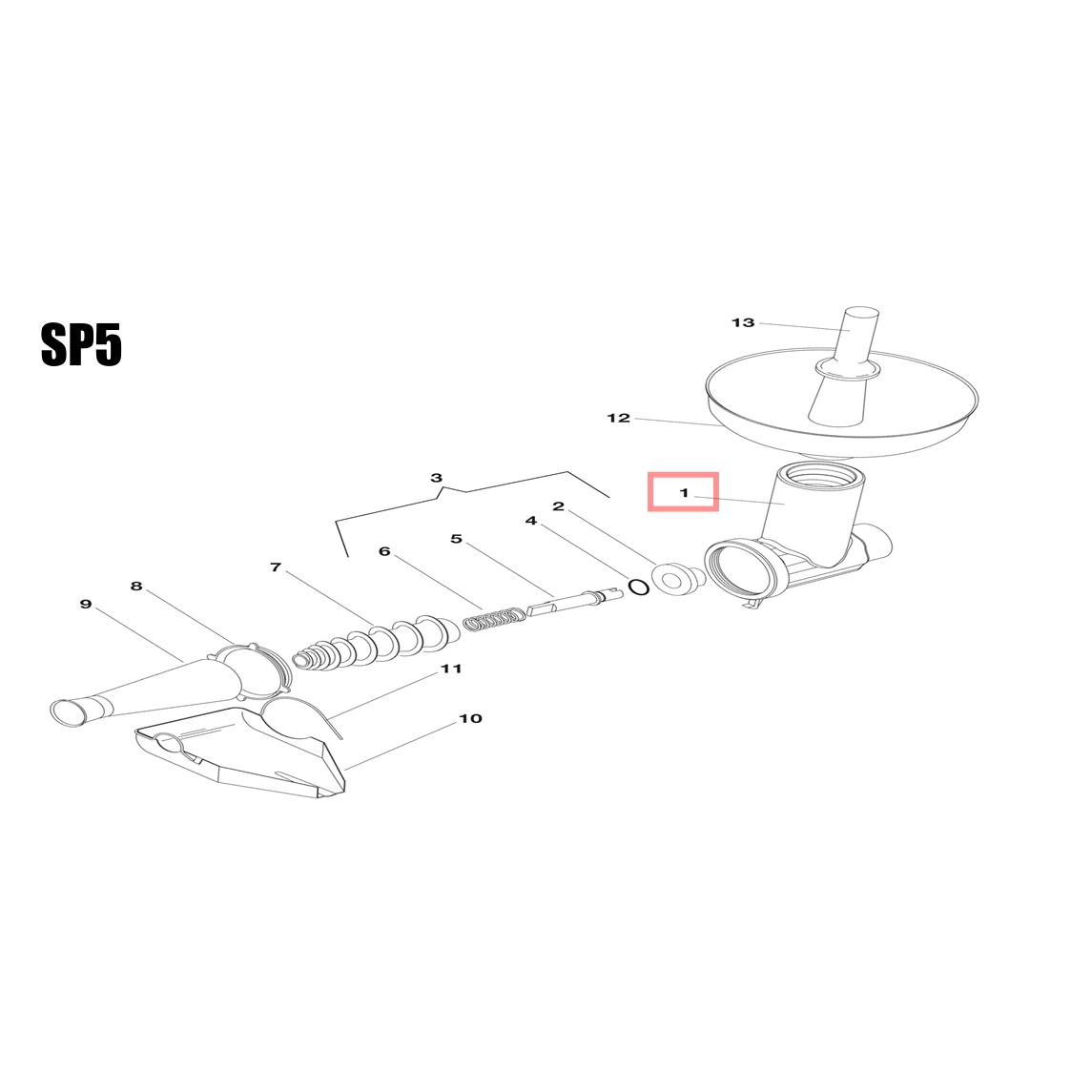 Fabio Leonardi Replacement Body/Neck for SP5 Tomato Milling Attachment (2024 prior)