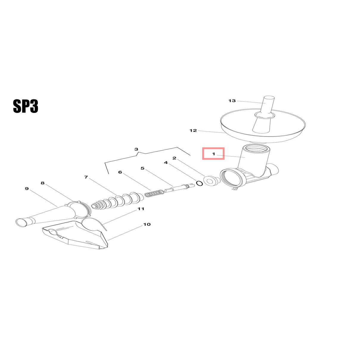 Fabio Leonardi Replacement Body/Neck for SP3 Tomato Milling Attachment (2024 prior)