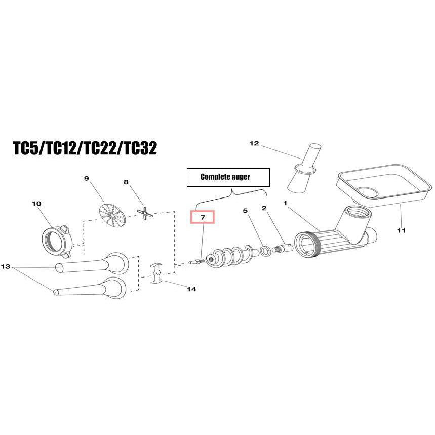 Fabio Leonardi Replacement TC32 Square Shank Meat Grinder Attachment