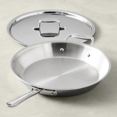 All-Clad D5 - 12.5" Mirror Finish Stainless Steel Deep Fry Pan with Lid - SD5512.55