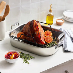 All Clad Large Stainless Steel Roaster with Rack 13" x 16" - E752C264