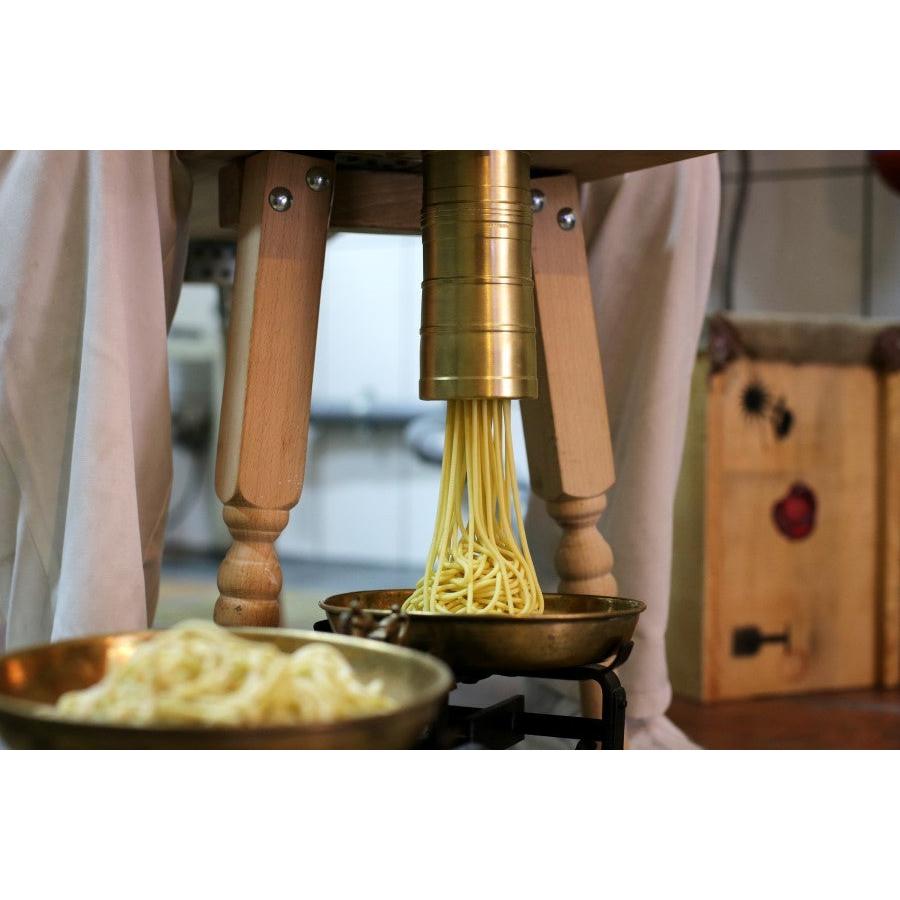 Bottene Bigolaro Premium Hand Pasta Extruder with Rigatoni and Spaghetti 2.5 mm Brass Dies Made in Italy