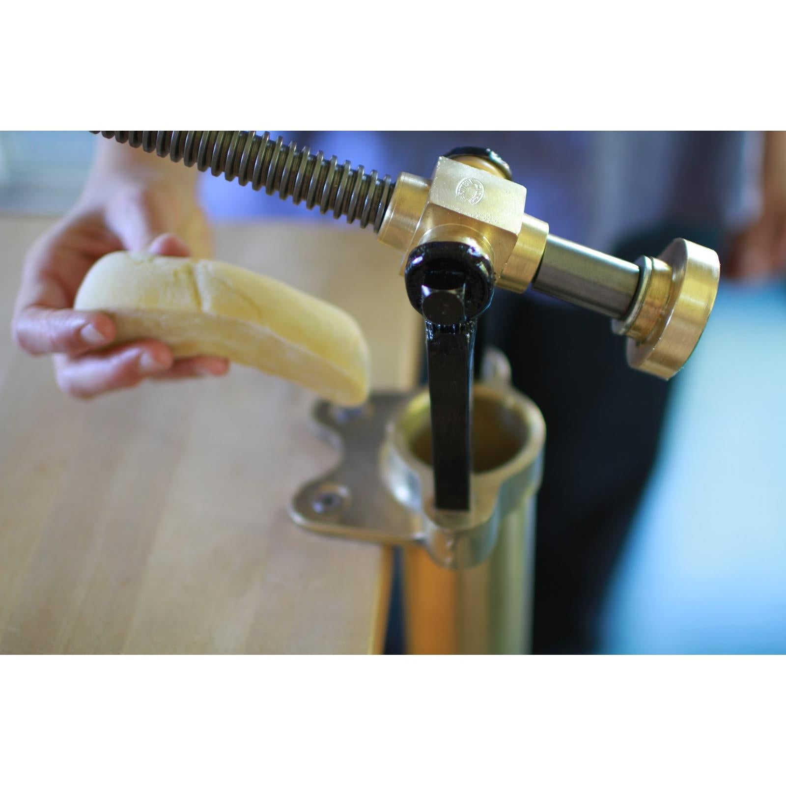 Bottene Bigolaro Premium Hand Pasta Extruder with Rigatoni and Spaghetti 2.5 mm Brass Dies Made in Italy