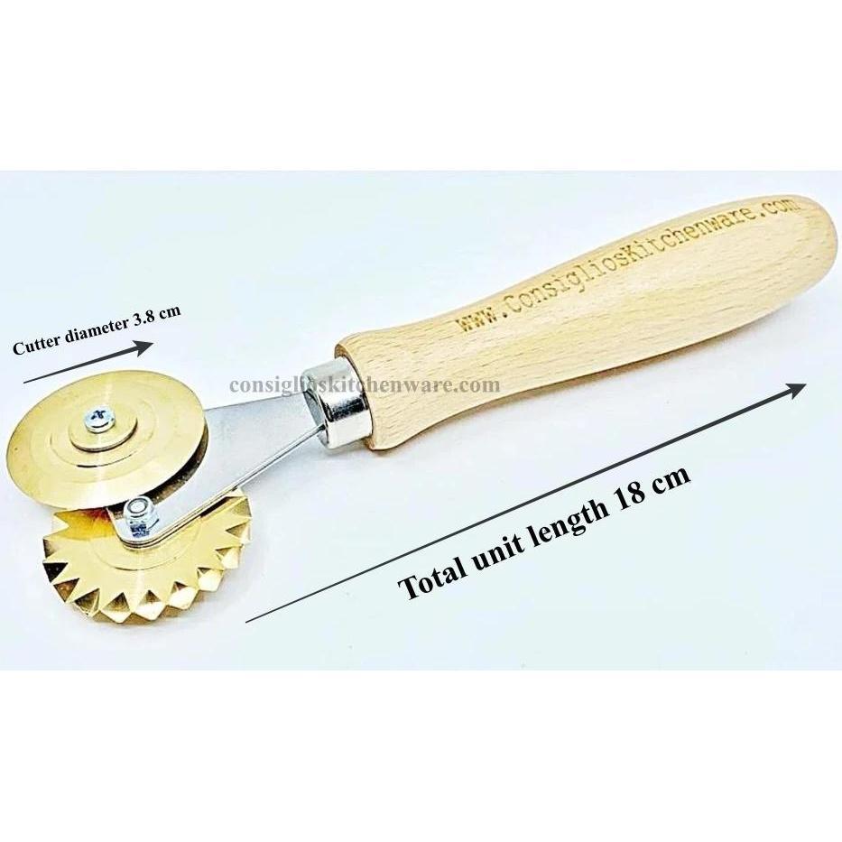 Brass Double Fluted and Smooth Pastry and Pasta Wheel