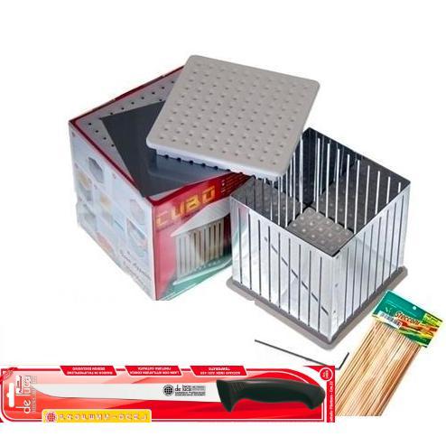 Cubo Complete Arrosticini / Speducci Maker Set with Knife & Skewers - Makes 100 Italian Arrosticini Lamb Skewers - Made in Italy