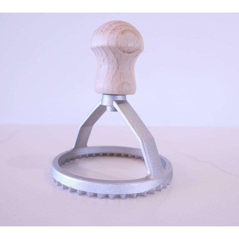 Eppicotispai Round Ravioli Stamp 80mm - Made in Italy from Aluminum and Wood