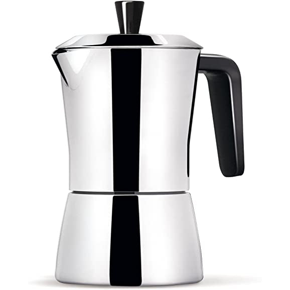 Giannini TUA - 6 cup Stainless Steel Stove Top Espresso Maker (Black Handle)