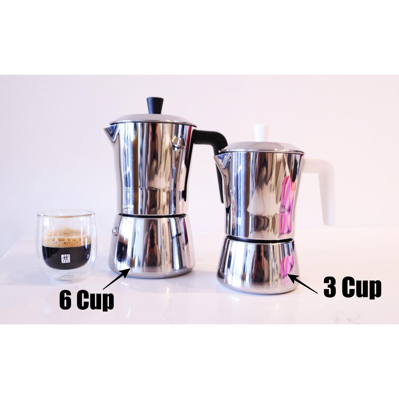 Giannini TUA - 6 cup Stainless Steel Stove Top Espresso Maker (Black Handle)