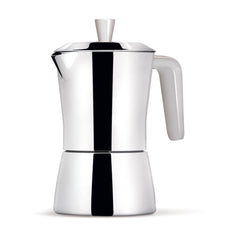 Giannini TUA - 6 cup Stainless Steel Stove Top Espresso Maker (White Handle)