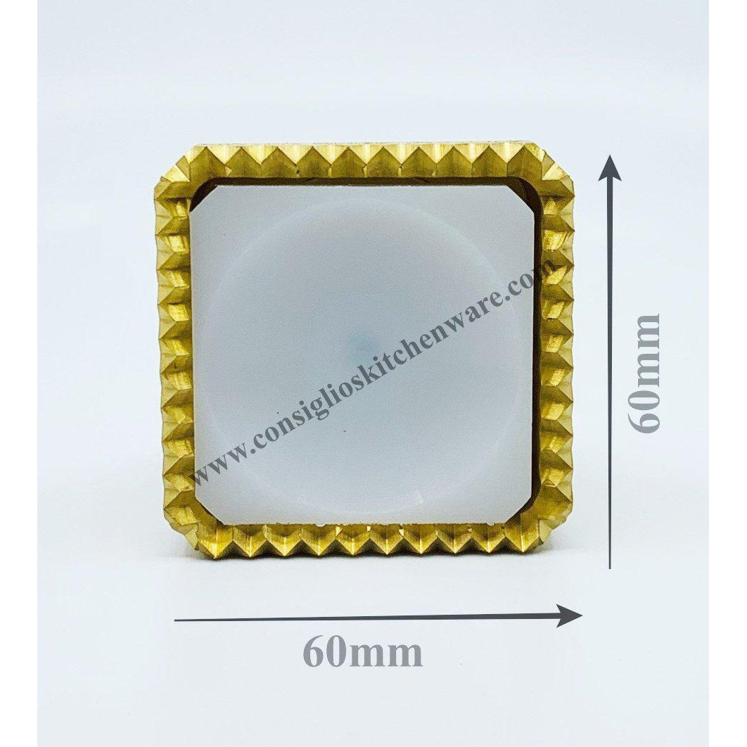 Brass Square 60mm x 60mm Spring Loaded Ravioli Stamp - Made in Italy