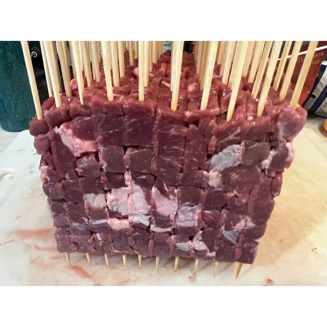 Cubo Complete Arrosticini / Speducci Maker Set with Knife & Skewers - Makes 100 Italian Arrosticini Lamb Skewers - Made in Italy