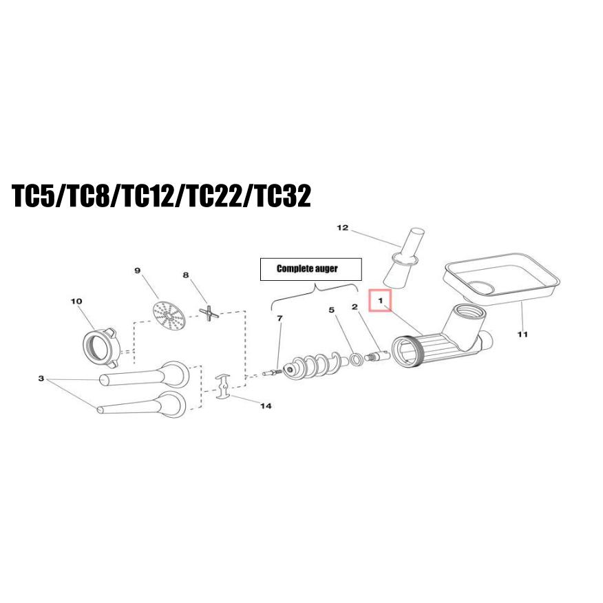 Fabio Leonardi Replacement Body/Neck for TC8 Meat Grinder Attachment