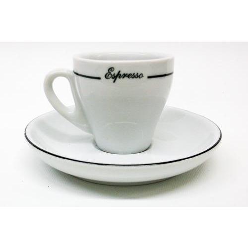 Armand Lebel 12 Piece Espresso Cup & Saucer Set - Plain White w/ Line Design