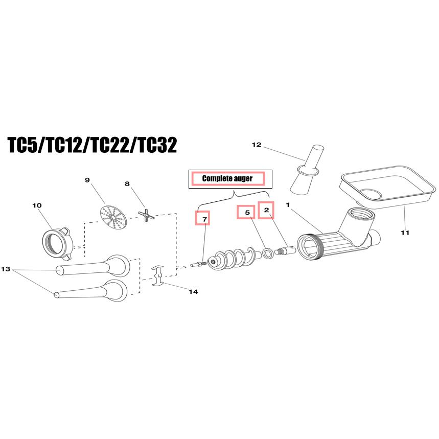 Fabio Leonardi TC5 Meat Grinder Auger / Screw Feeder
