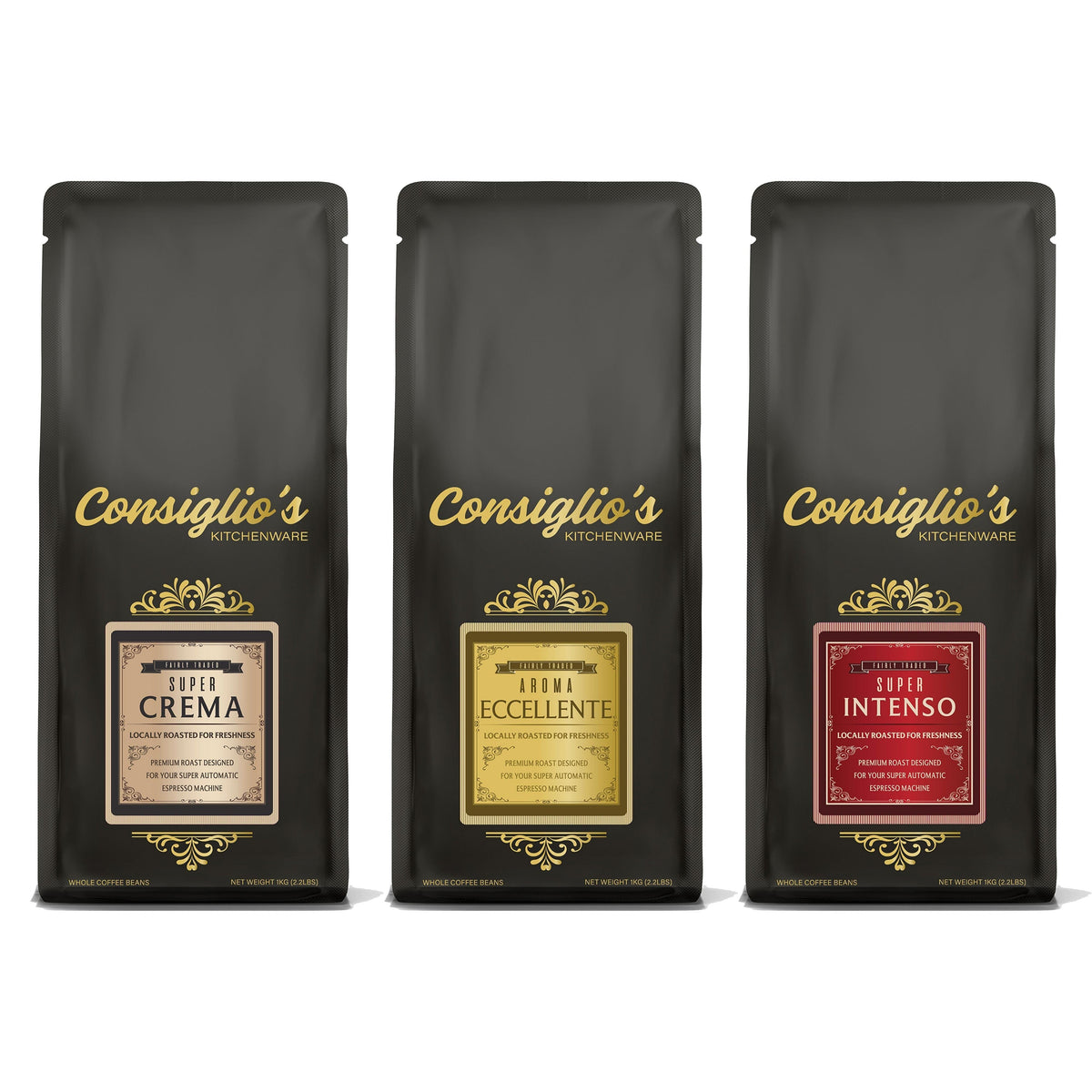 Consiglio's Premium Fresh Roast Espresso Tasters Trio - Roasted in Canada