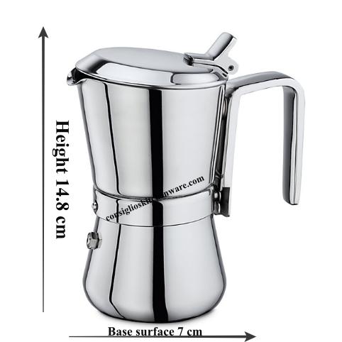 Giannina 3 Cup Made in Italy Stainless Steel Stovetop Espresso Maker New Restyled Version Model - 3003010