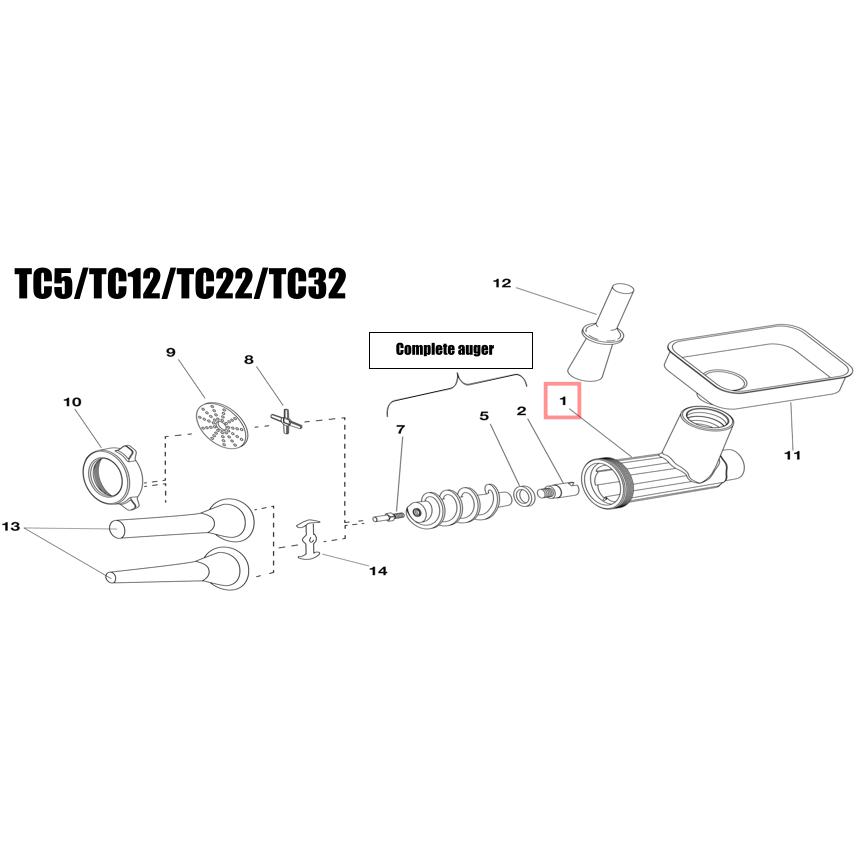 Fabio Leonardi Replacement Body/Neck for TC32 Meat Grinder Attachment