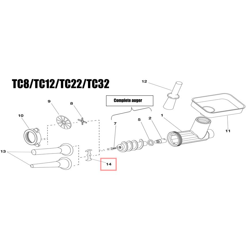 Fabio Leonardi Worm Holder / Screw Feed Retainer (Required for Sausage Stuffing) - Varied Sizes