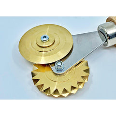 Brass Double Fluted and Smooth Pastry and Pasta Wheel