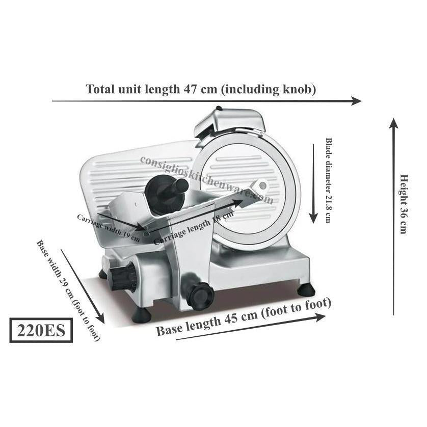 9" Blade Meat Slicer - .38 HP / 220ES Belt Driven Italian Design Professional Semi Automatic Meat Slicer